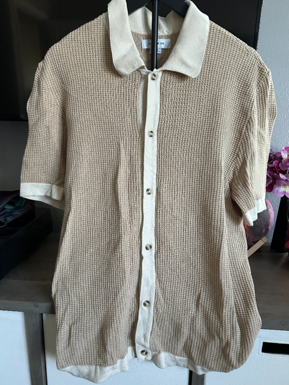 Men's Cotton On Tan Box Fit Knit Shirt Size Medium